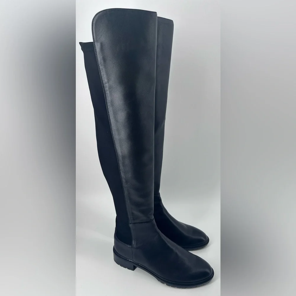 New $950 STUART WEITZMAN 5050 BOOT STRETCH LEATHER OVER THE KNEE BLACK 7.5 S4829